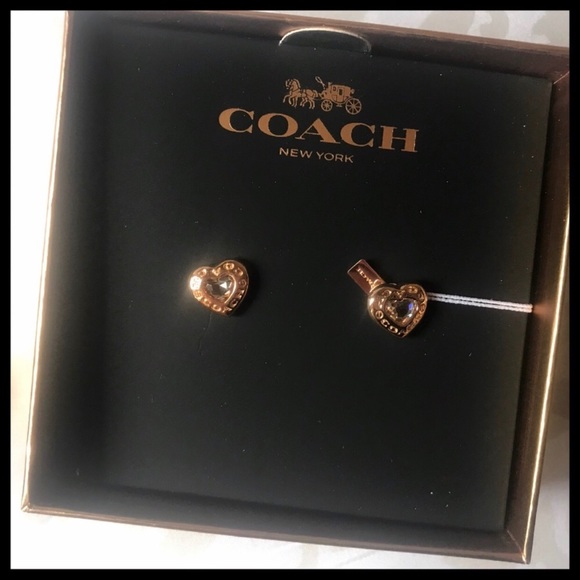 ✨COACH✨LAST 1! Rose Gold Heart Shaped Earrings NEW - Picture 4 of 6